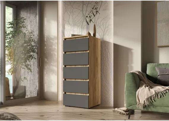 Комод Км 03 Хелен Дуб крафт золотой/Графит серый