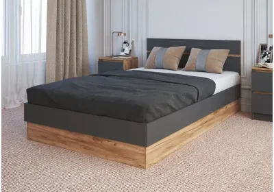 Кровать Мальм 1,2м Дуб крафт золотой/Графит