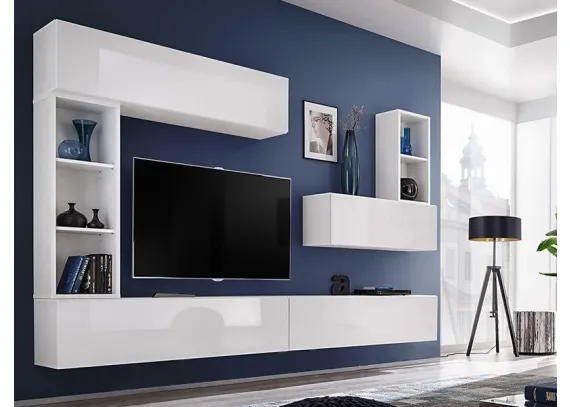 Гостиная Блокс (Эвита) Белый/Белый гл. МДФ