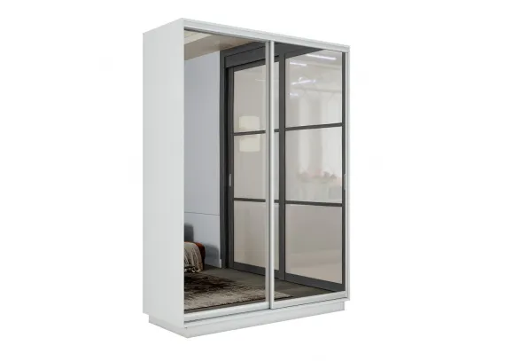 Шкаф-купе Экспресс-2 1400х2400х600 Белый снег (2 зеркала)